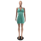 Women Clothing Summer Sexy Sleeveless V neck Folding Suspender Jumpsuit Fanti