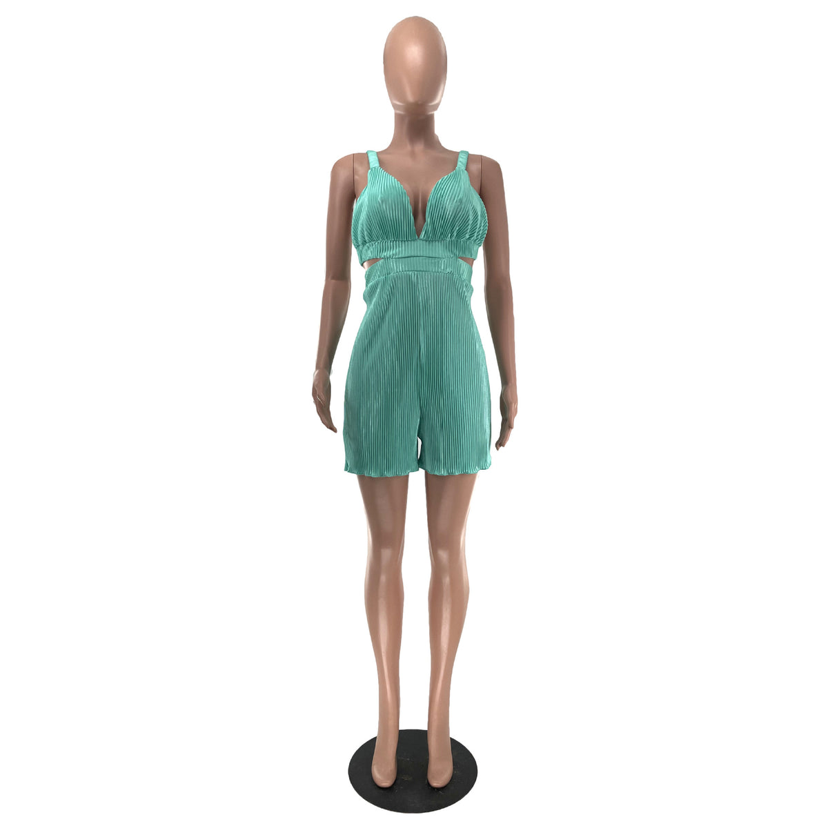 Women Clothing Summer Sexy Sleeveless V neck Folding Suspender Jumpsuit Fanti