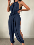 Sleeveless Beach Cover Up Solid Color All Matching Tied Jumpsuit Slim Fit Slimming Sun Protection Clothing Women Menara