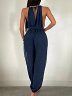 Sleeveless Beach Cover Up Solid Color All Matching Tied Jumpsuit Slim Fit Slimming Sun Protection Clothing Women Menara