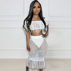Maillot de plage sexy transparent tricoté à la main avec pompons