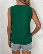 Women Summer V Neck Sleeveless Simple Summer Solid Color Vest JJ