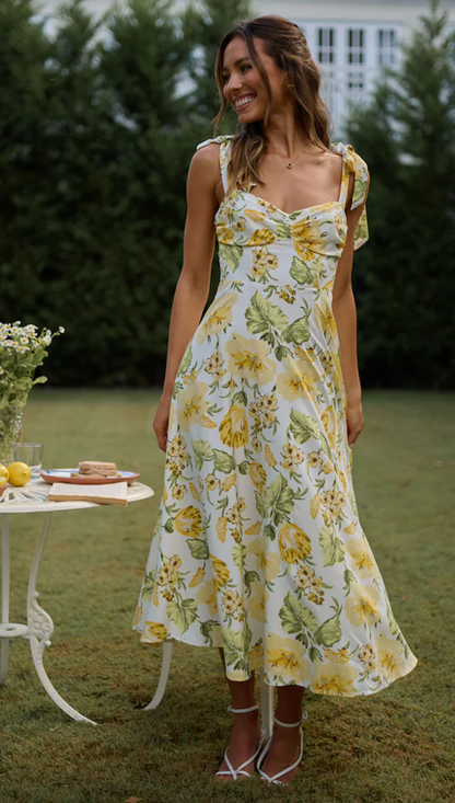 Women Summer New Bohemian Vacation Print Strap Dress CC