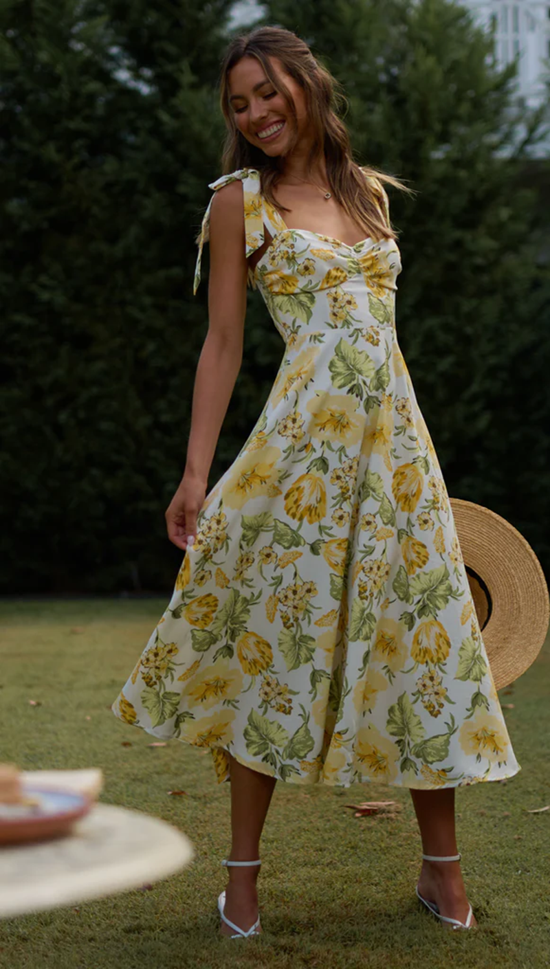 Women Summer New Bohemian Vacation Print Strap Dress CC