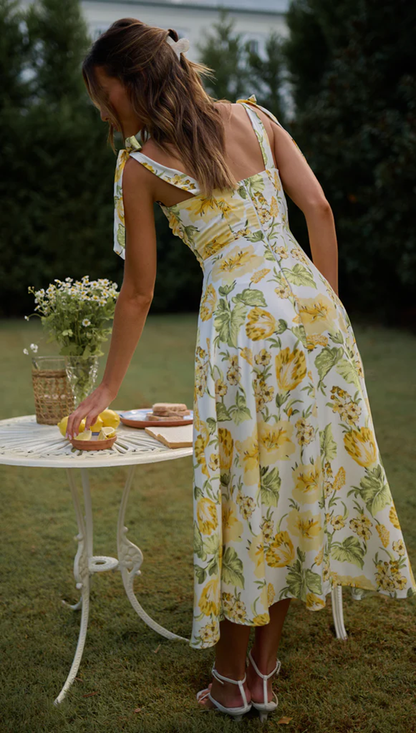 Women Summer New Bohemian Vacation Print Strap Dress CC