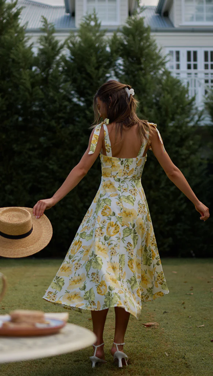 Women Summer New Bohemian Vacation Print Strap Dress CC