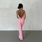 Vestido sexy para mujer, vestido plisado sin espalda, vestido de noche sin mangas con tirantes para mujer
