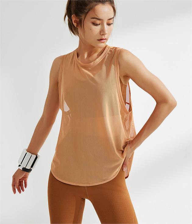 Blusa deportiva de malla transpirable para mujer, para correr, hacer ejercicio, de secado rápido, sin mangas, para yoga