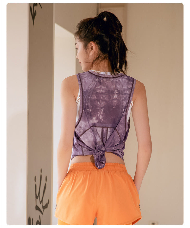 Blusa deportiva de malla transpirable para mujer, para correr, hacer ejercicio, de secado rápido, sin mangas, para yoga