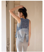 Blusa deportiva de malla transpirable para mujer, para correr, hacer ejercicio, de secado rápido, sin mangas, para yoga