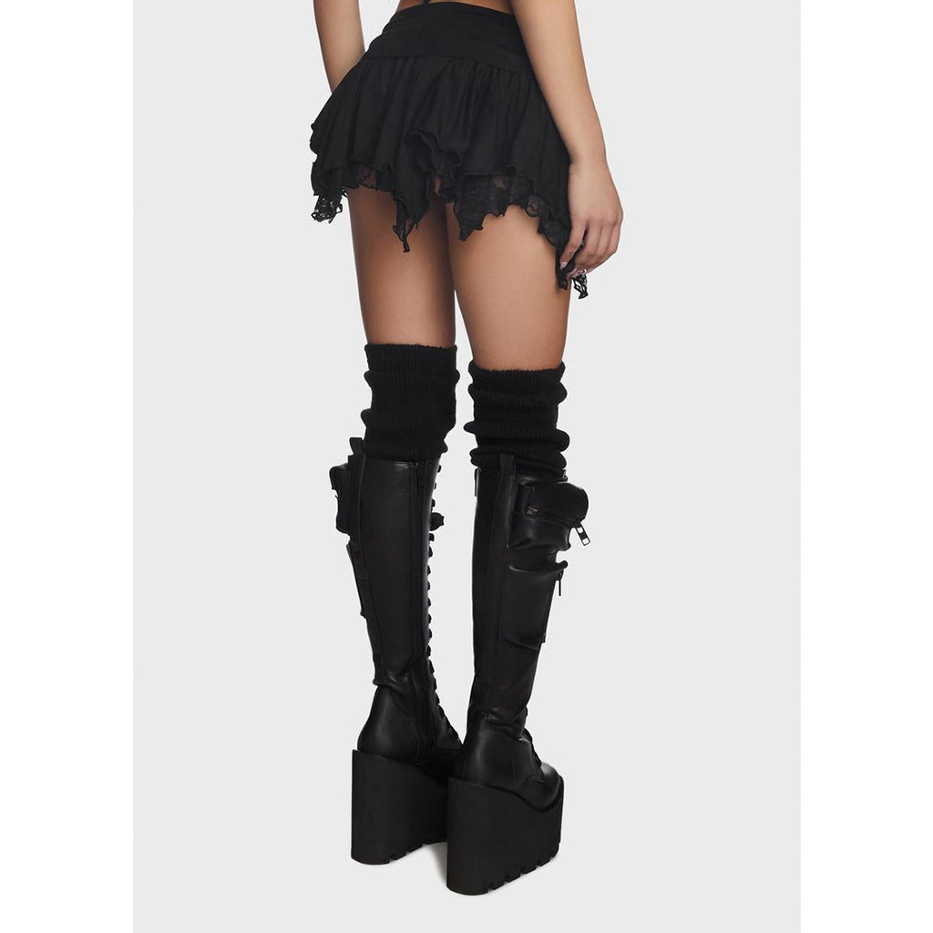 Women Clothing Sexy Double Layer Lace Irregular Asymmetric Mini Skirt Aselin