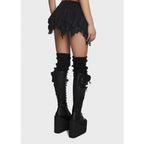 Women Clothing Sexy Double Layer Lace Irregular Asymmetric Mini Skirt Aselin