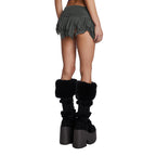 Women Clothing Sexy Double Layer Lace Irregular Asymmetric Mini Skirt Aselin