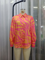 Chemise ample, cardigan élégant à imprimé floral printanier et automnal, chemise à manches longues et boutonnage simple.