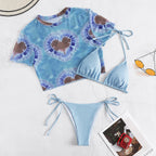Bikini Three Piece Short Sleeve Sun Protective Blouse Bikini Swimsuit Split Swimsuit BALANCE