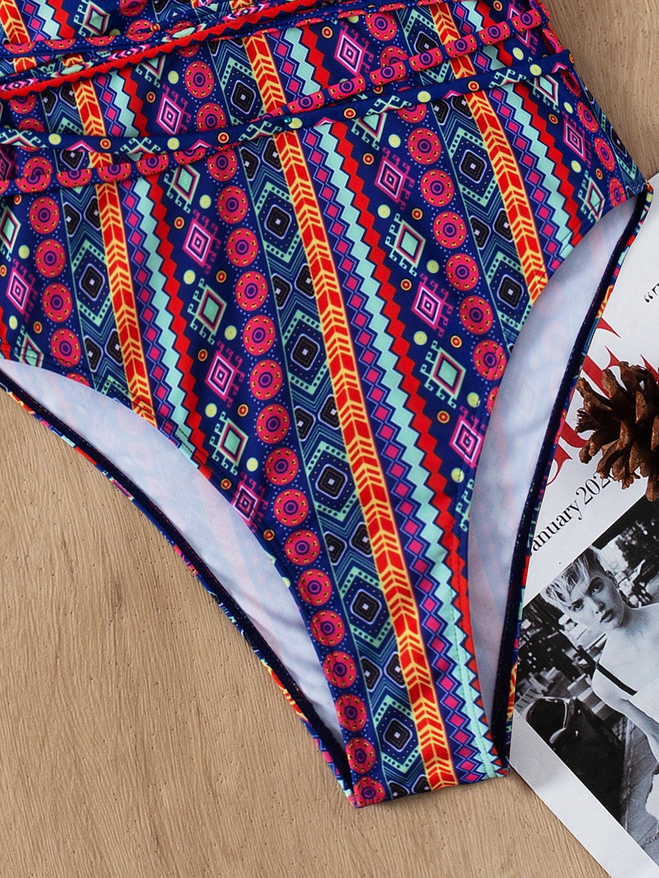Traje de baño bohemio con escote en V profundo y tirantes, sexy, sin espalda, para mujer