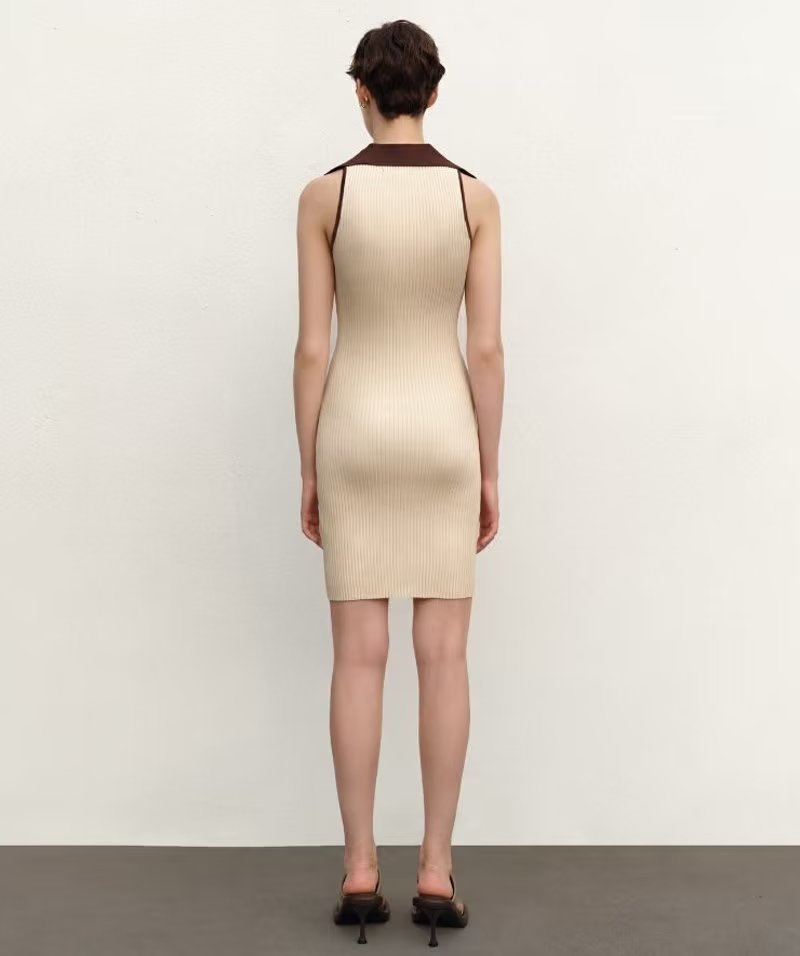 Summer Tight Sleeveless Knitted Dress Button Decoration Stretch Slim Dress Short Dresses Leyla