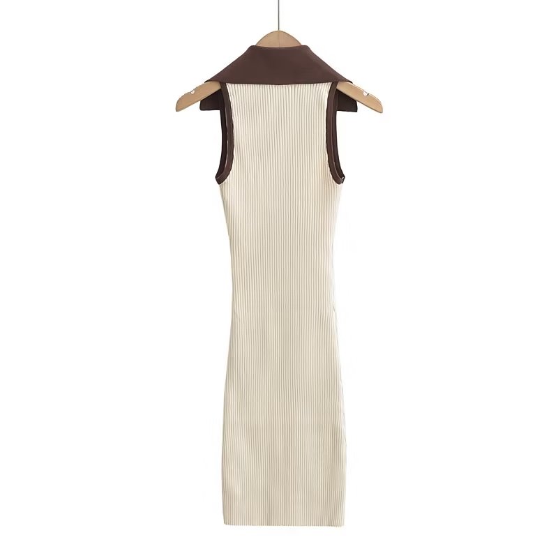Summer Tight Sleeveless Knitted Dress Button Decoration Stretch Slim Dress Short Dresses Leyla