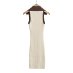 Summer Tight Sleeveless Knitted Dress Button Decoration Stretch Slim Dress Short Dresses Leyla