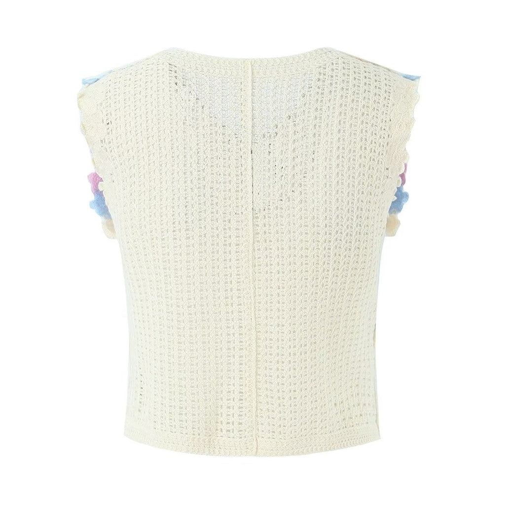 Women Retro Thailand Holiday Floral Vest Cardigan Top Casual All Matching Graceful GoodMe