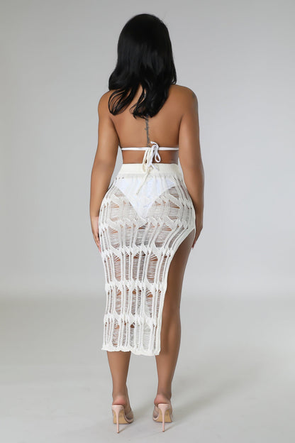 Women Clothing Spring Summer Beach Vest Wool Skirt Slit Sexy Suit