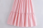 Women Clothing Summer Elegant Socialite Striped Flounced Sleeve Backless Ruffled Stitching Dress ILLUSION V