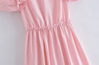 Women Clothing Summer Elegant Socialite Striped Flounced Sleeve Backless Ruffled Stitching Dress ILLUSION V