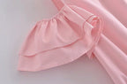 Women Clothing Summer Elegant Socialite Striped Flounced Sleeve Backless Ruffled Stitching Dress ILLUSION V