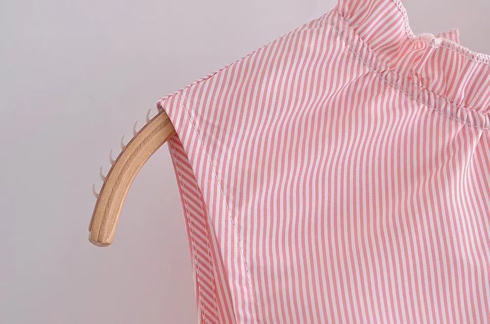 Women Clothing Summer Elegant Socialite Striped Flounced Sleeve Backless Ruffled Stitching Dress ILLUSION V