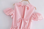 Women Clothing Summer Elegant Socialite Striped Flounced Sleeve Backless Ruffled Stitching Dress ILLUSION V