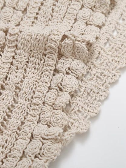 Hollow Out Cutout Crocheted V-neck Vest Knitwear Summer Outerwear Cover-up Sleeveless T-shirt Korean Top for Women