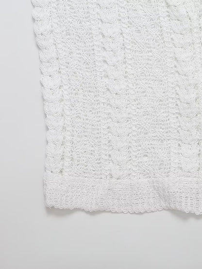 Hollow Out Cutout Crocheted V-neck Vest Knitwear Summer Outerwear Cover-up Sleeveless T-shirt Korean Top for Women