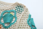 Robe courte d'été en maille crochetée pour femme