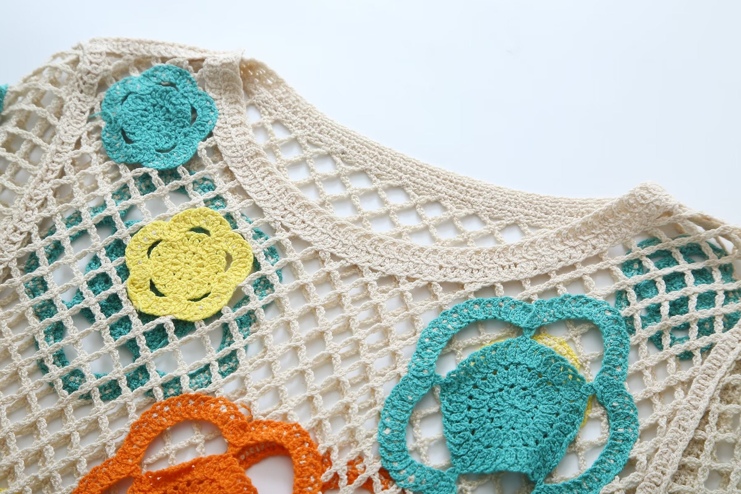 Robe courte d'été en maille crochetée pour femme
