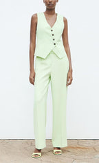 Women Clothing Elegance Sleeveless V neck Vest Jacket Casual Trousers OneGirl