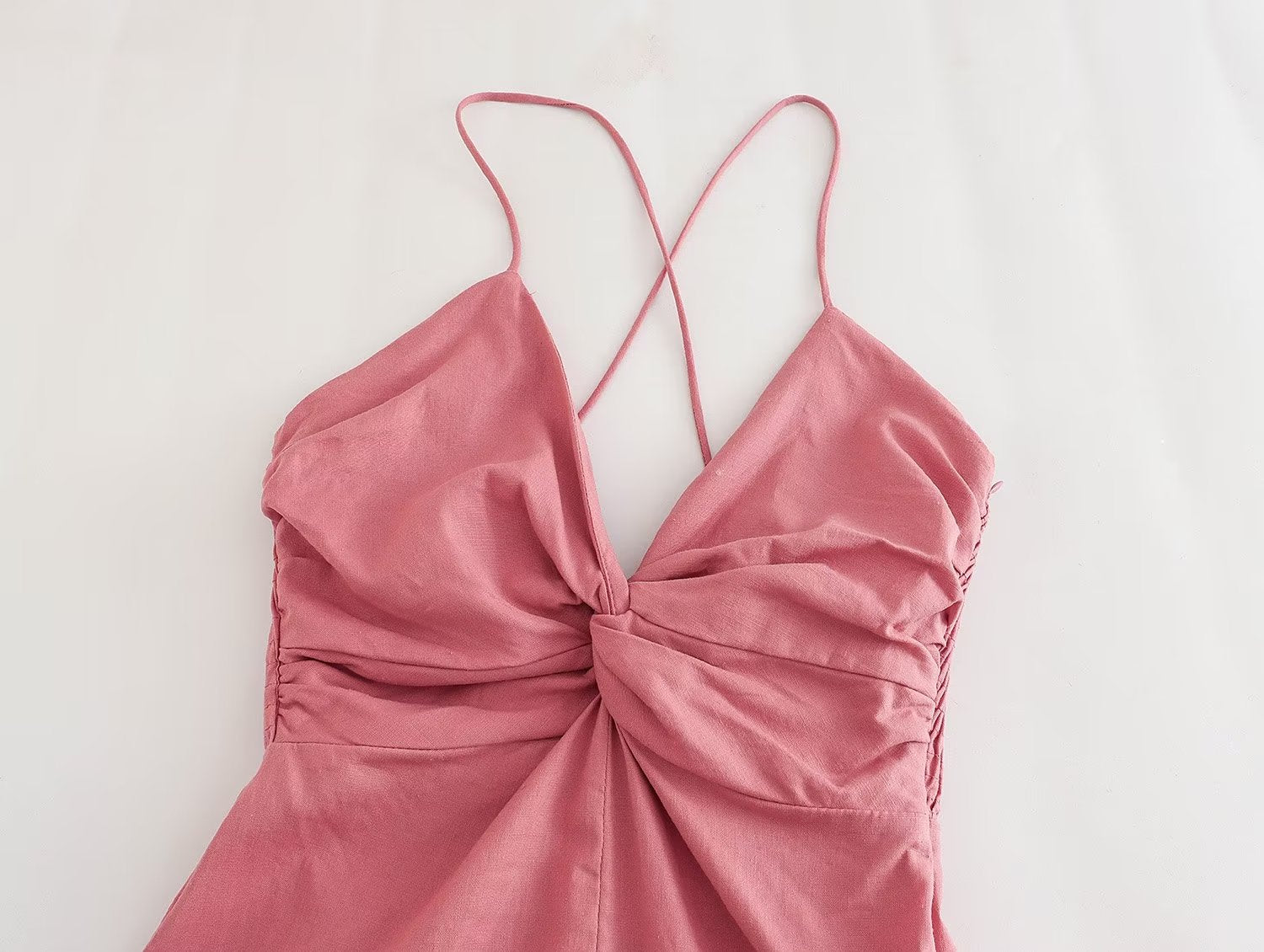 Summer Chest Bow Tie Design Cami Dress Cotton Blend High Waist Slit Maxi Dress Starivy