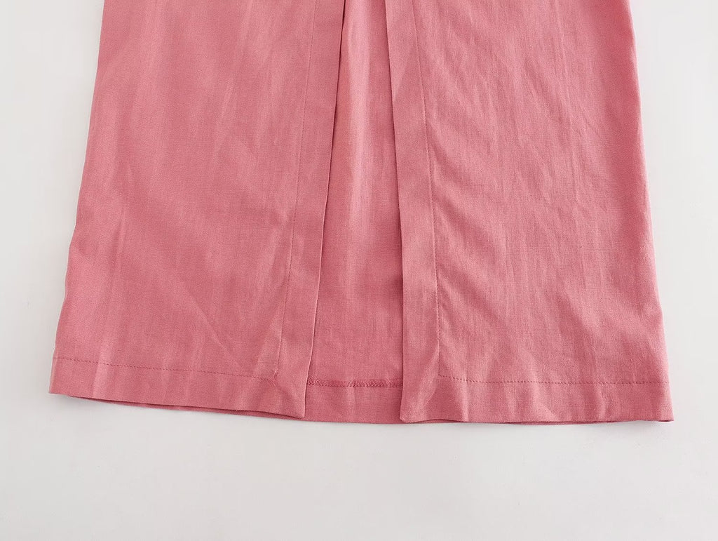 Summer Chest Bow Tie Design Cami Dress Cotton Blend High Waist Slit Maxi Dress Starivy