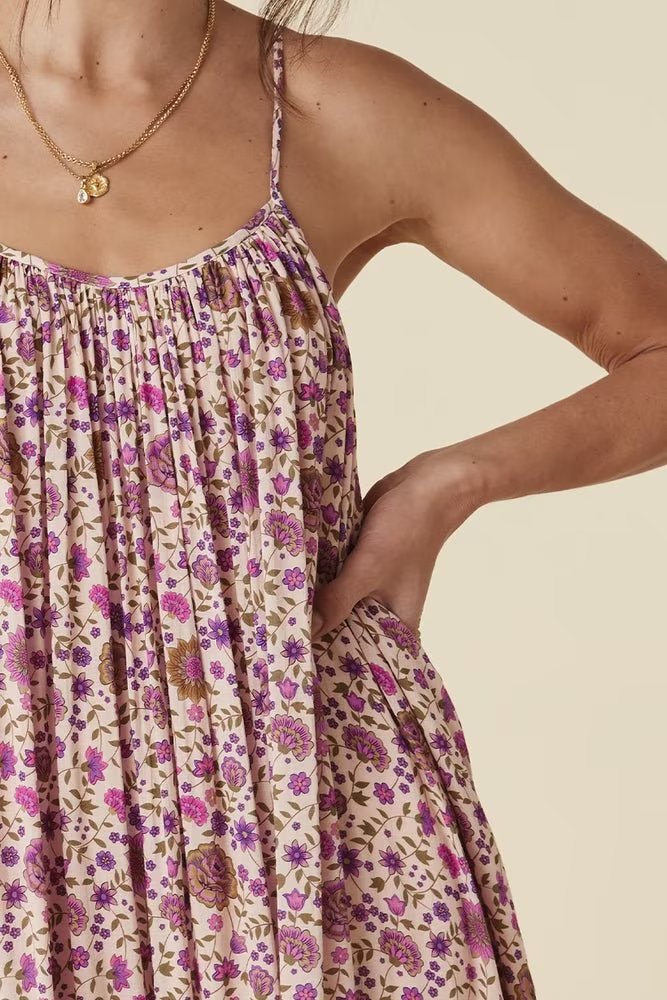 Watermark Positioning Flower Long Suspender Dress YiPin