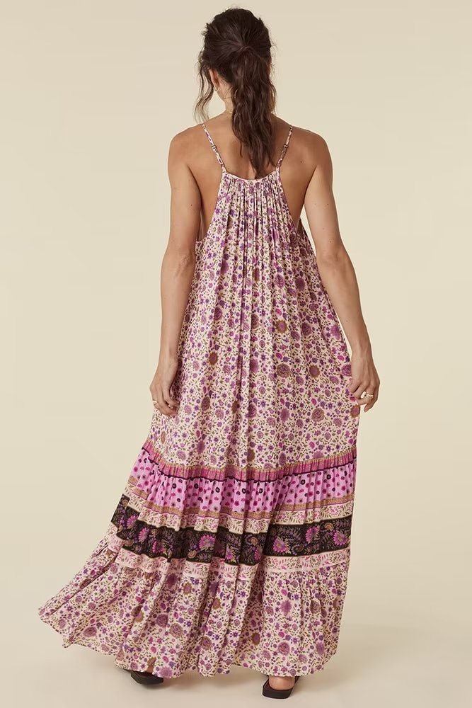 Watermark Positioning Flower Long Suspender Dress YiPin