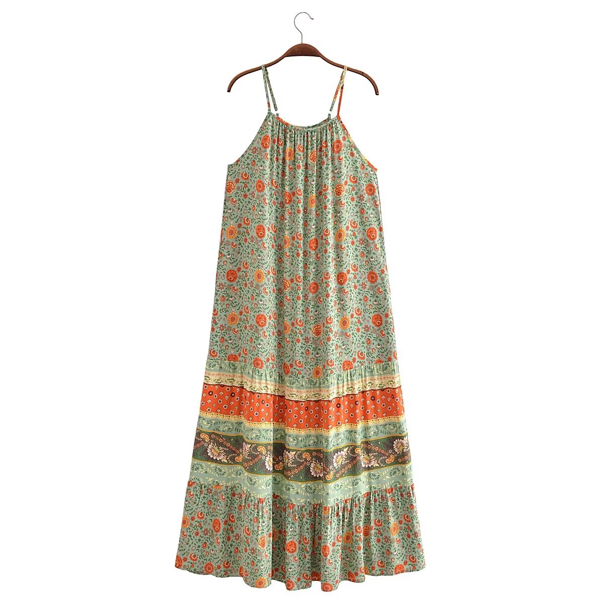 Watermark Positioning Flower Long Suspender Dress YiPin
