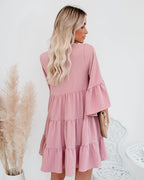 Women Summer New Lace Tassel Lace Patchwork Ruffled Dress CC