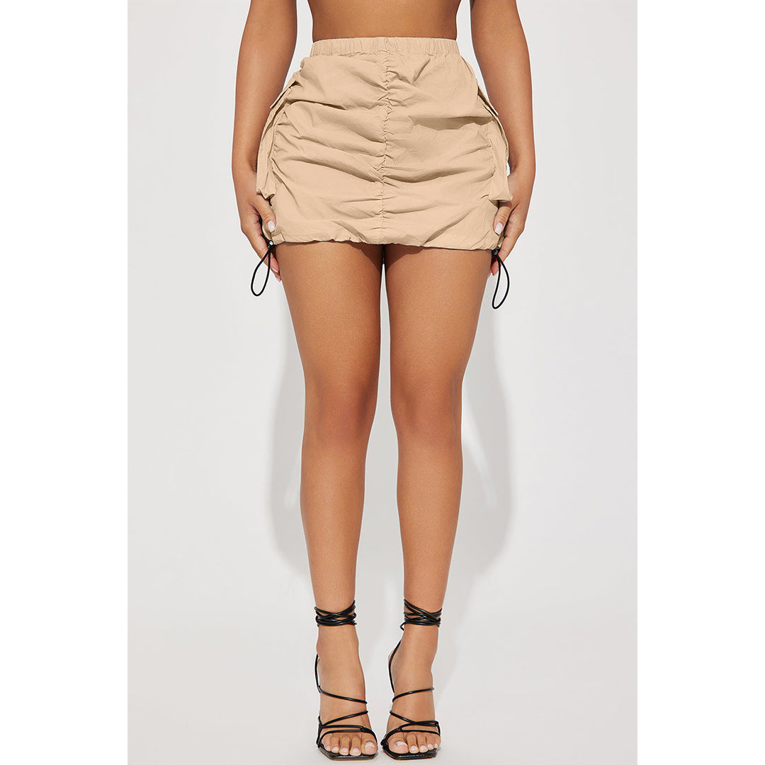 Jupe de sport à poches, couleur unie, plissée, élastique à ressort, style organ.