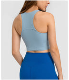 Spring Summer Pull High round Tie Chest Pad Yoga Vest Nude Feel Tight High Elastic Sports Fitness Top Women Tichin