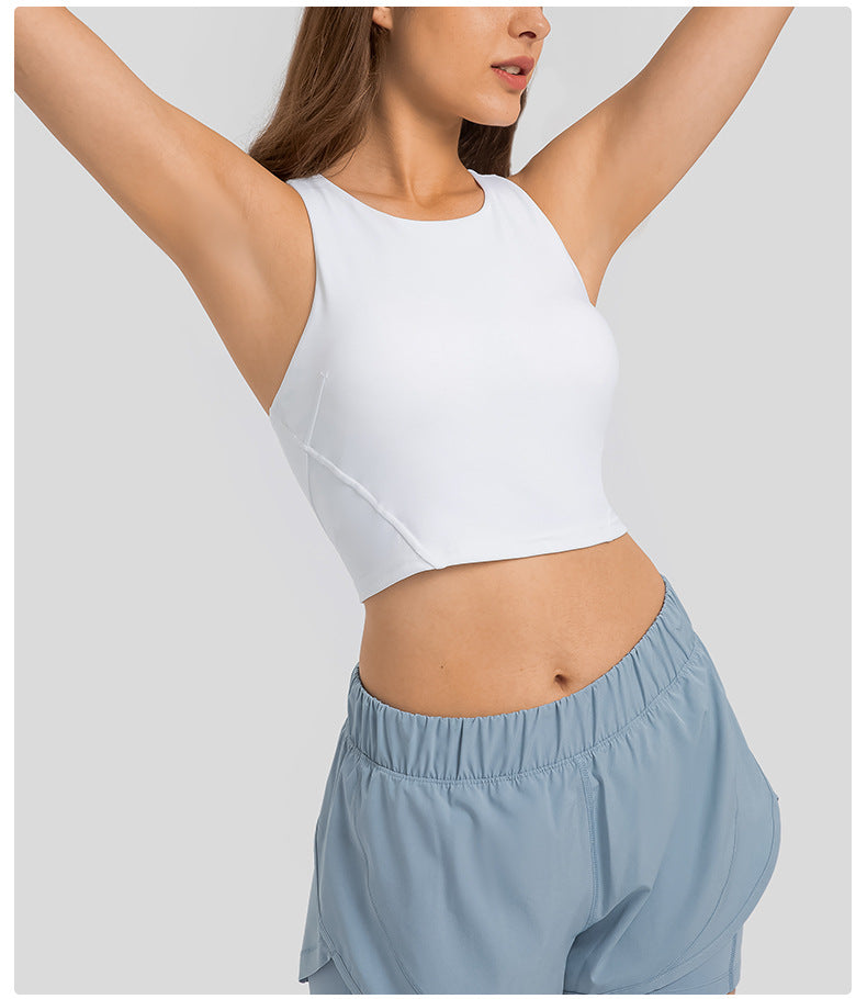 Spring Summer Pull High round Tie Chest Pad Yoga Vest Nude Feel Tight High Elastic Sports Fitness Top Women Tichin