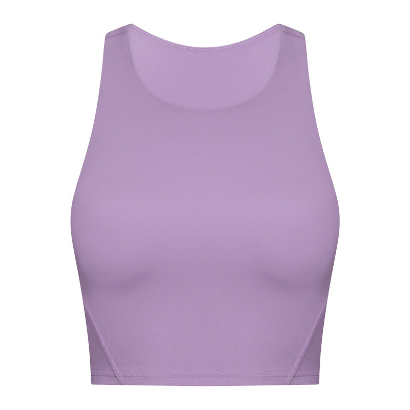 Spring Summer Pull High round Tie Chest Pad Yoga Vest Nude Feel Tight High Elastic Sports Fitness Top Women Tichin