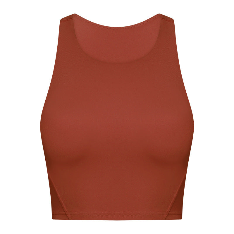 Spring Summer Pull High round Tie Chest Pad Yoga Vest Nude Feel Tight High Elastic Sports Fitness Top Women Tichin