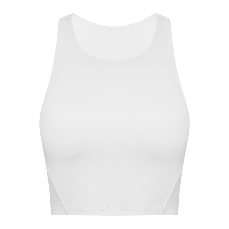 Spring Summer Pull High round Tie Chest Pad Yoga Vest Nude Feel Tight High Elastic Sports Fitness Top Women Tichin