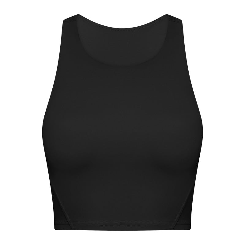 Spring Summer Pull High round Tie Chest Pad Yoga Vest Nude Feel Tight High Elastic Sports Fitness Top Women Tichin