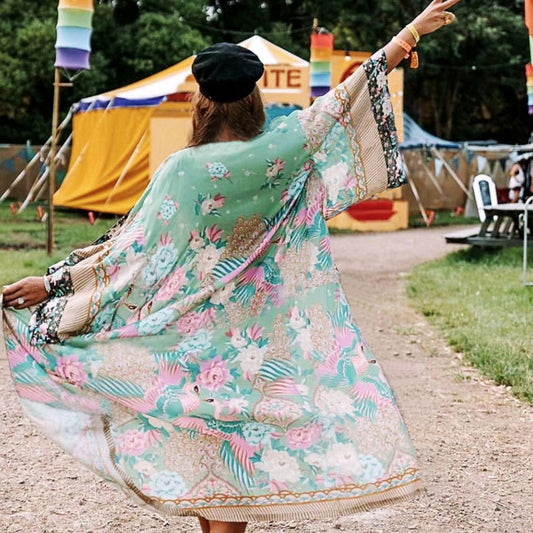 Chaqueta de playa con estampado de posicionamiento de gasa, traje de baño, blusa, cárdigan de protección solar para vacaciones