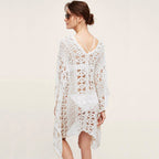 Cotton Hollow Out Cutout Sweater Spring Vacation Loose Bikini Cover Up Swimsuit Blouse Beach Sun Protection Clothing Crochet hook EvenStar